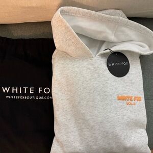 White Fox Gray Hoodie - Peach Fizz